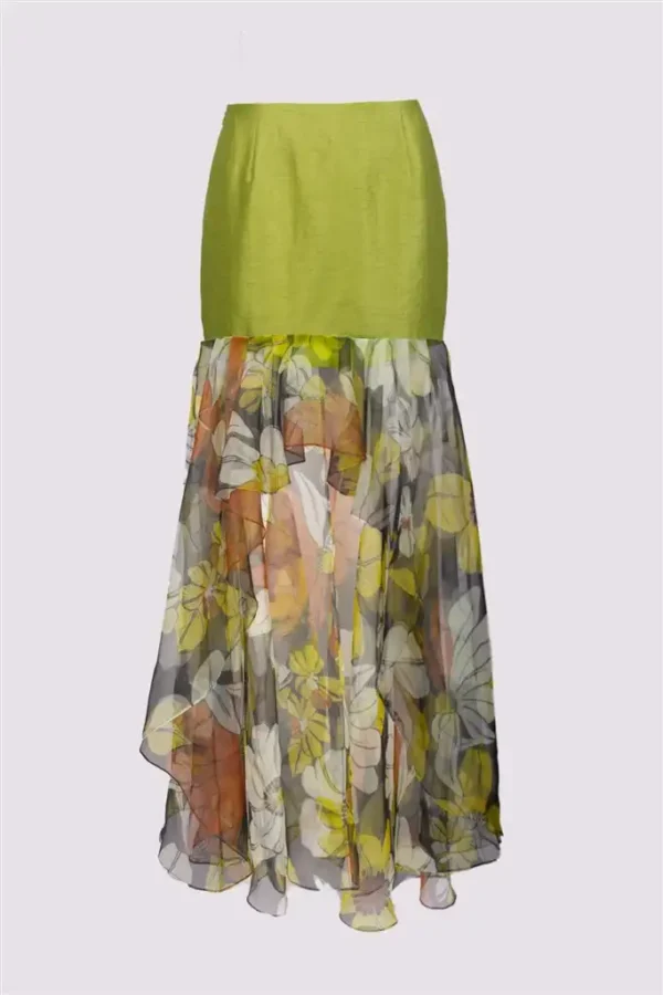 Floral Print Spliced Skirt